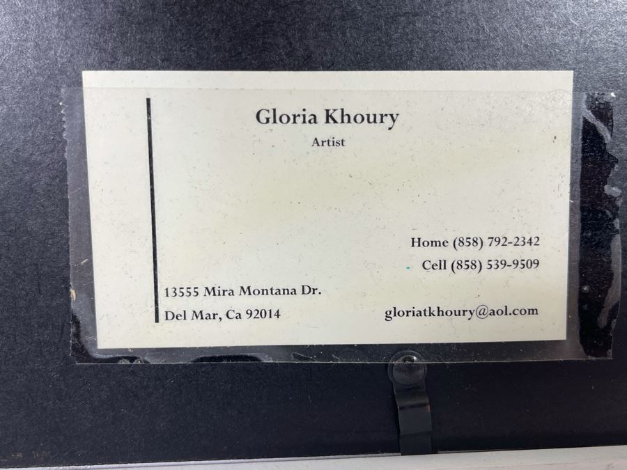 Original Signed Gloria Khoury Framed Mixed Media Artwork Titled Abstraction Frame Measures 12.5 X 12.5 [Photo 10]