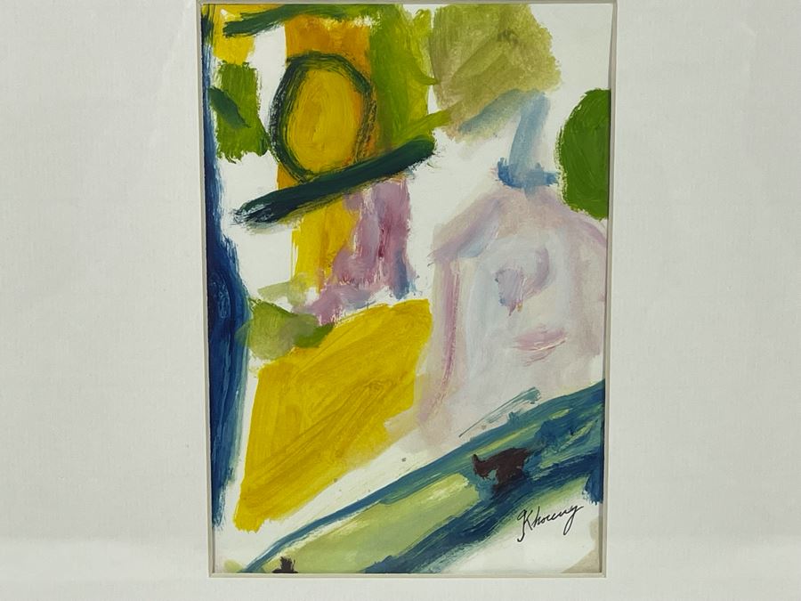 Original Signed Gloria Khoury Framed Mixed Media Artwork Titled Abstraction Frame Measures 12.5 X 12.5 [Photo 5]