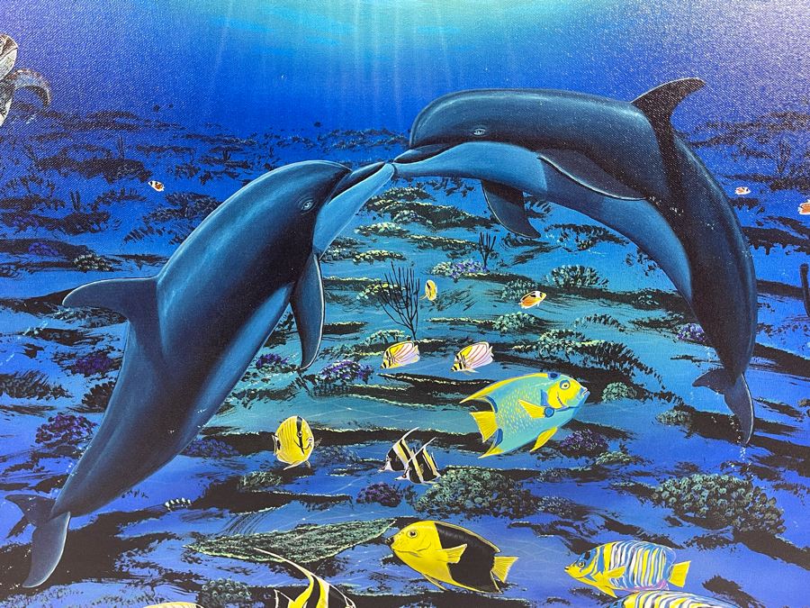 Hand Signed Limited Edition Robert Wyland Giclee On Canvas Titled “A Kiss For The Sea 2005” Framed Edition Size Of 750 Measures 30 X 40 [Photo 4]