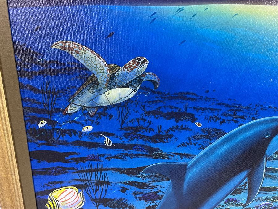 Hand Signed Limited Edition Robert Wyland Giclee On Canvas Titled “A Kiss For The Sea 2005” Framed Edition Size Of 750 Measures 30 X 40 [Photo 5]