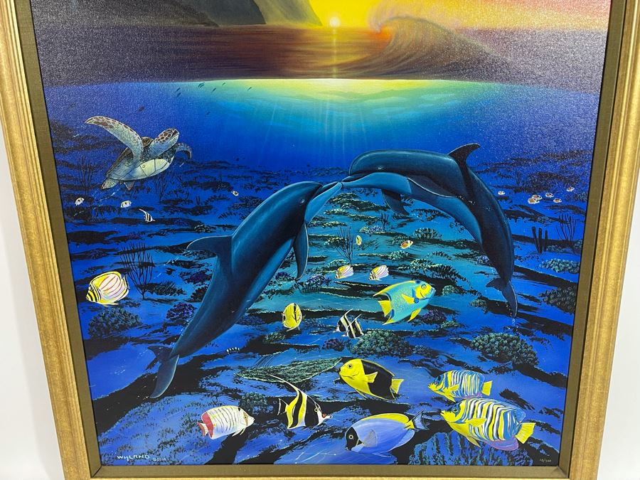 Hand Signed Limited Edition Robert Wyland Giclee On Canvas Titled “A Kiss For The Sea 2005” Framed Edition Size Of 750 Measures 30 X 40 [Photo 3]