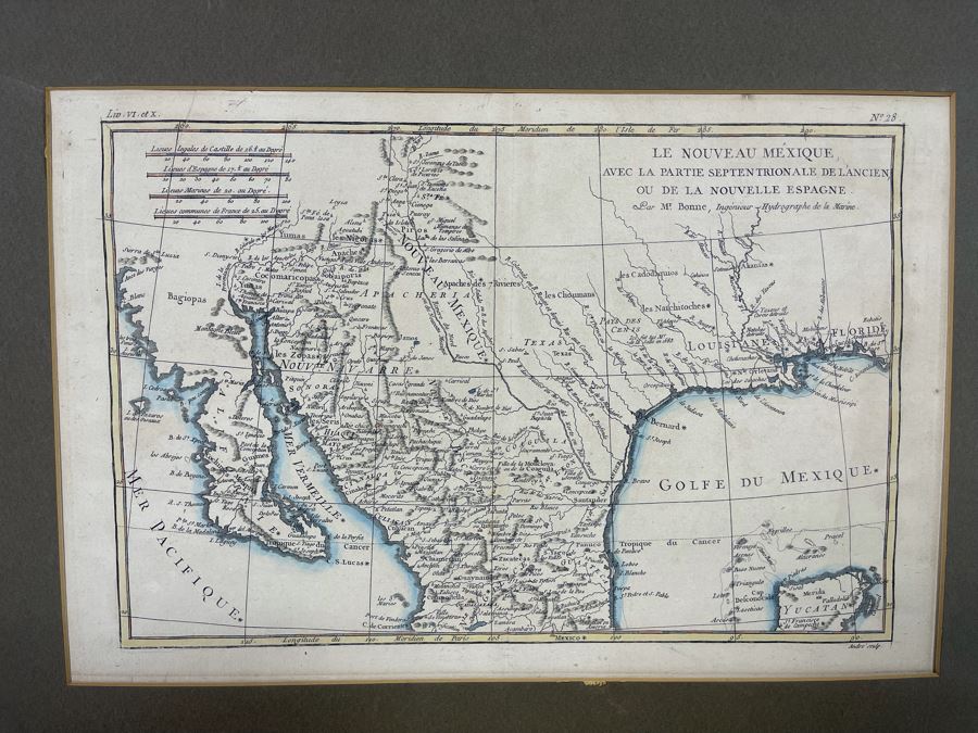 Antique Map Le Nouveau Mexique Mr. Bonne Andre Sculp 14 X 9.5 [Photo 2]