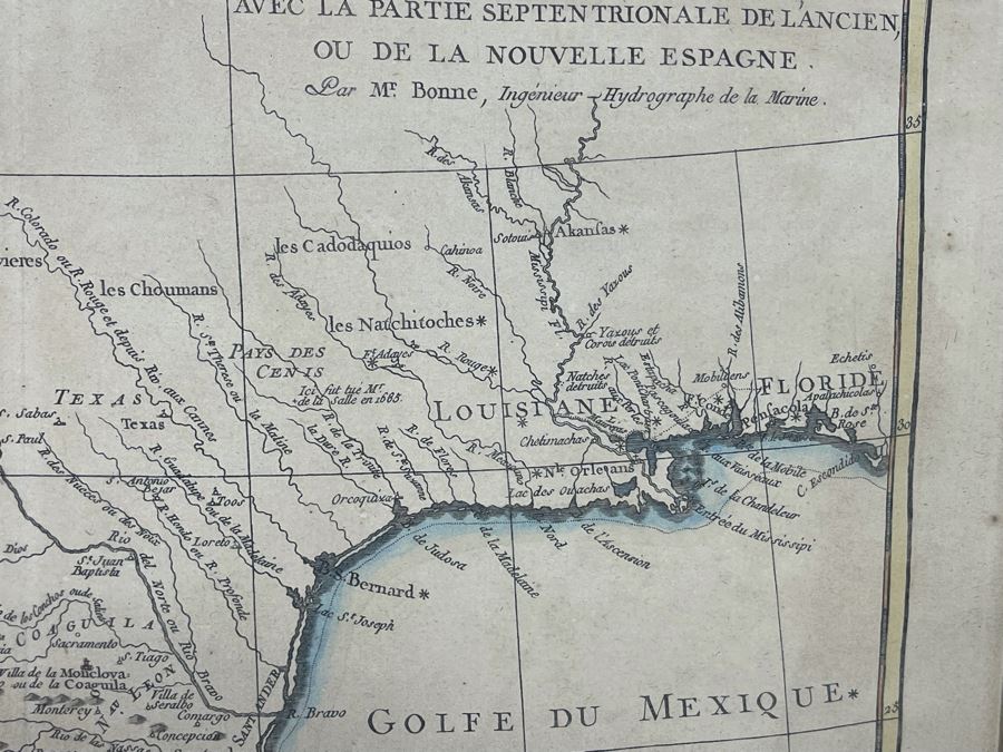 Antique Map Le Nouveau Mexique Mr. Bonne Andre Sculp 14 X 9.5 [Photo 8]