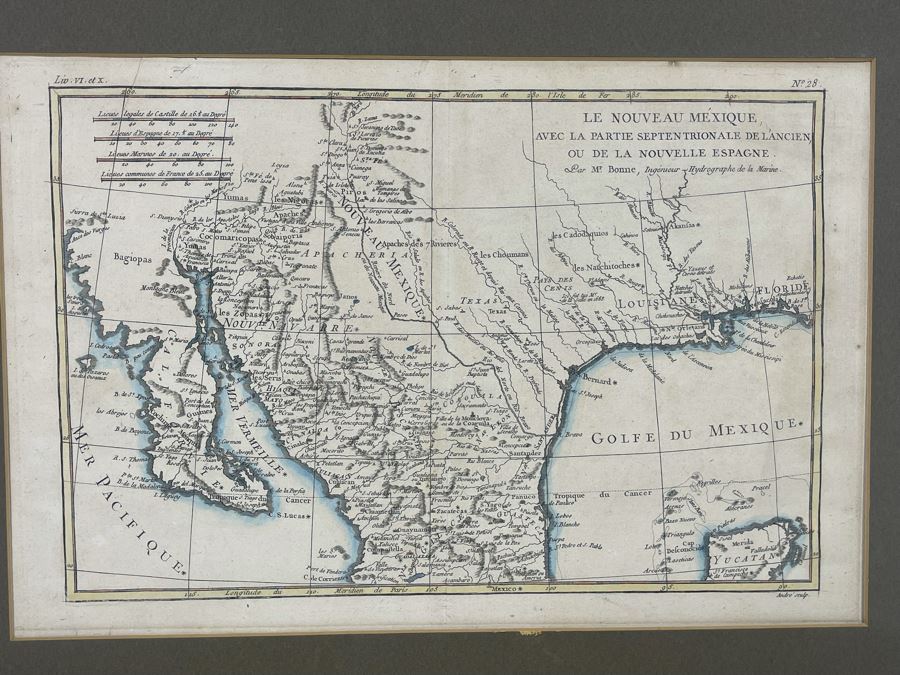Antique Map Le Nouveau Mexique Mr. Bonne Andre Sculp 14 X 9.5 [Photo 14]