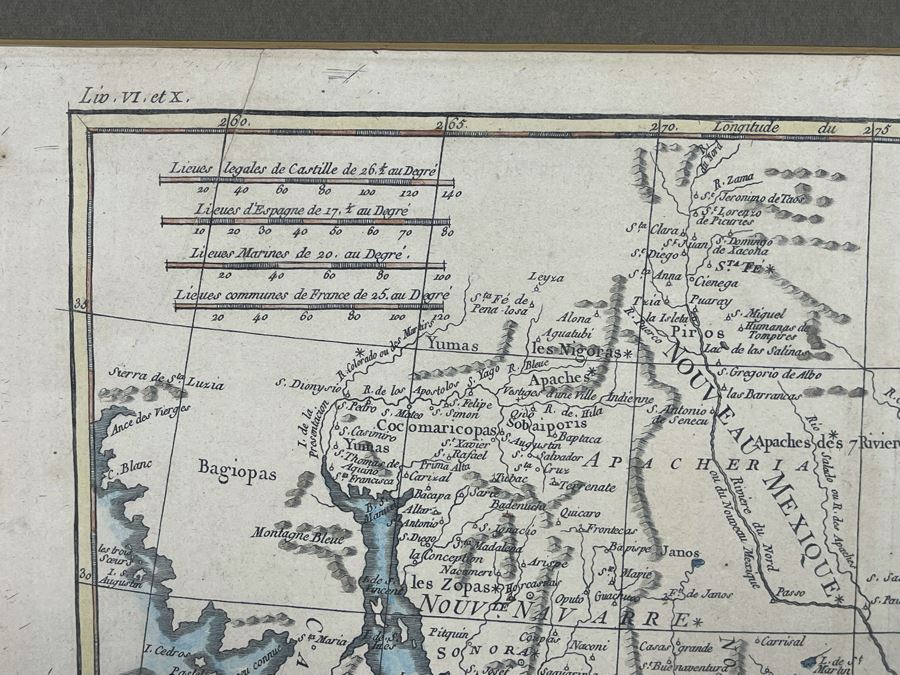 Antique Map Le Nouveau Mexique Mr. Bonne Andre Sculp 14 X 9.5 [Photo 5]