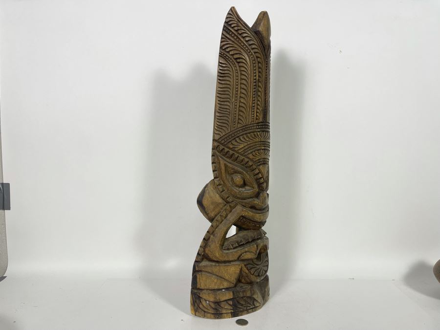 Hand Carved Wooden Tiki Mask From Nuku'alofa Tonga USN West PAC 1984 Tour 8W X 24H [Photo 8]