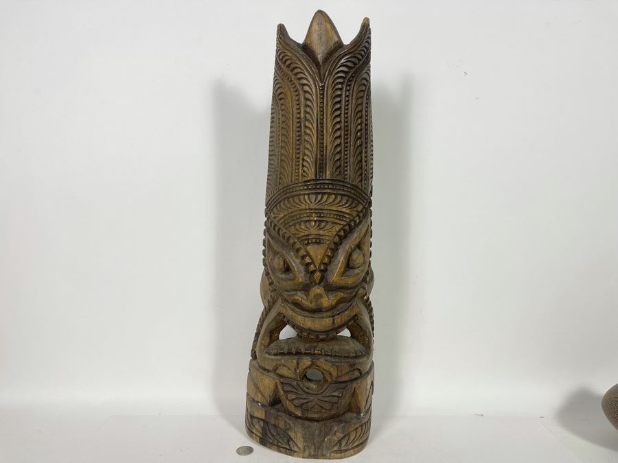 Hand Carved Wooden Tiki Mask From Nuku'alofa Tonga USN West PAC 1984 Tour 8W X 24H [Photo 2]