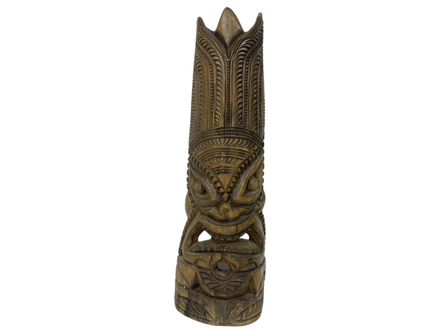 Hand Carved Wooden Tiki Mask From Nuku'alofa Tonga USN West PAC 1984 Tour 8W X 24H