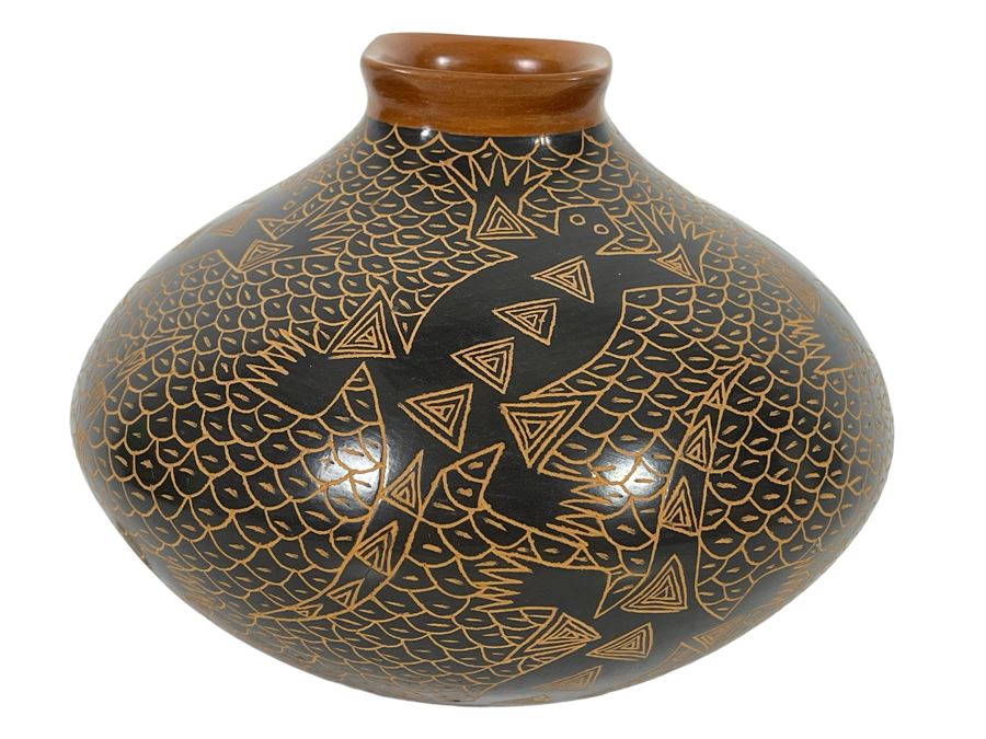 Handmade Mata Ortiz Pottery Bowl By Celia Ortega 6W X 5H