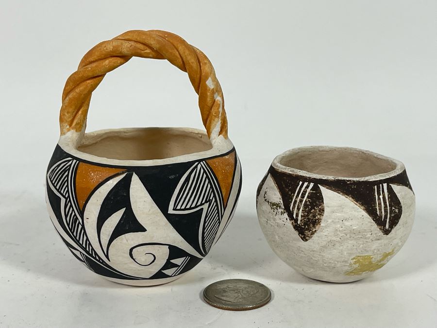 Pair Of Small Acoma New Mexico Indian Pottery Pieces [Photo 3]