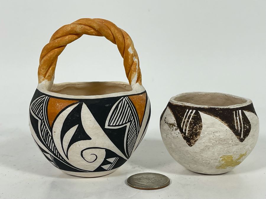 Pair Of Small Acoma New Mexico Indian Pottery Pieces [Photo 2]