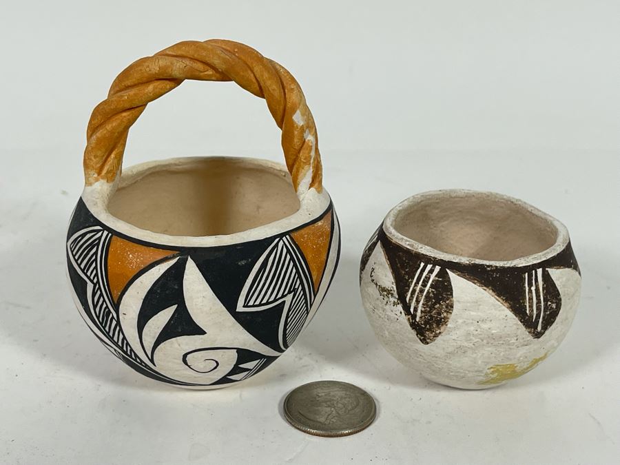 Pair Of Small Acoma New Mexico Indian Pottery Pieces [Photo 4]