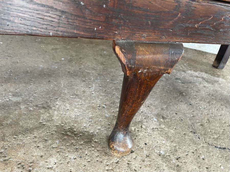 JUST ADDED - Antique Carved Wooden English Bench 6'W X 24'D X 41'H [Photo 9]