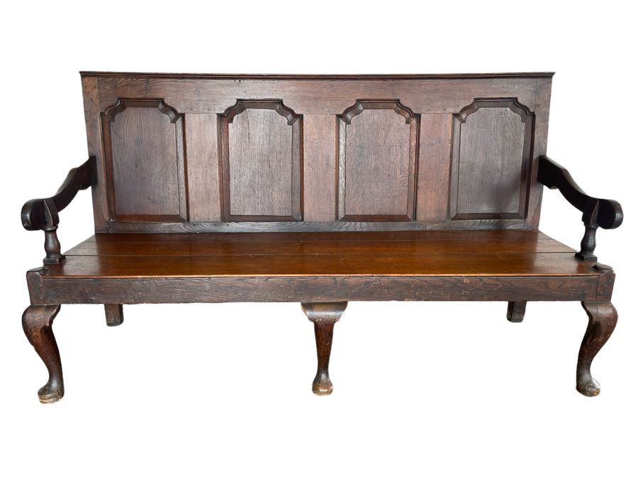 JUST ADDED - Antique Carved Wooden English Bench 6'W X 24'D X 41'H