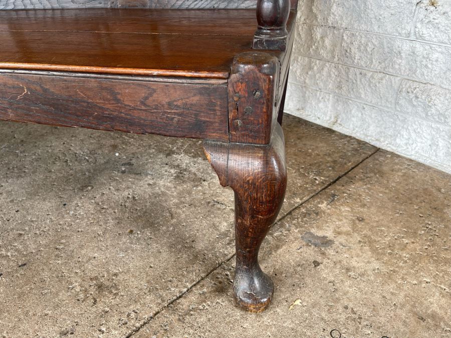 JUST ADDED - Antique Carved Wooden English Bench 6'W X 24'D X 41'H [Photo 10]