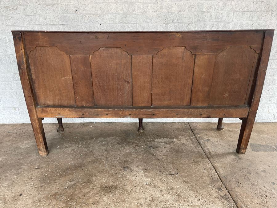 JUST ADDED - Antique Carved Wooden English Bench 6'W X 24'D X 41'H [Photo 13]