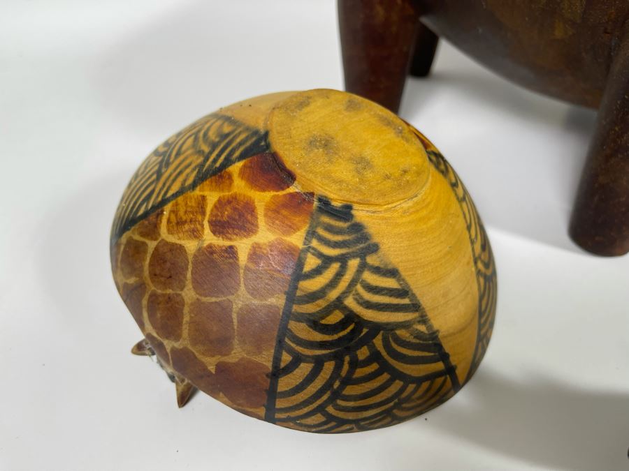 Collection Of Hand Carved Wooden African Bowls, Spoons And Fork Large Bowl Is 15R [Photo 13]