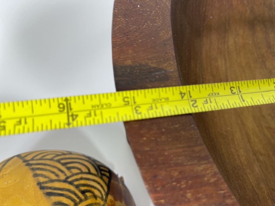 Collection Of Hand Carved Wooden African Bowls, Spoons And Fork Large Bowl Is 15R [Photo 15]