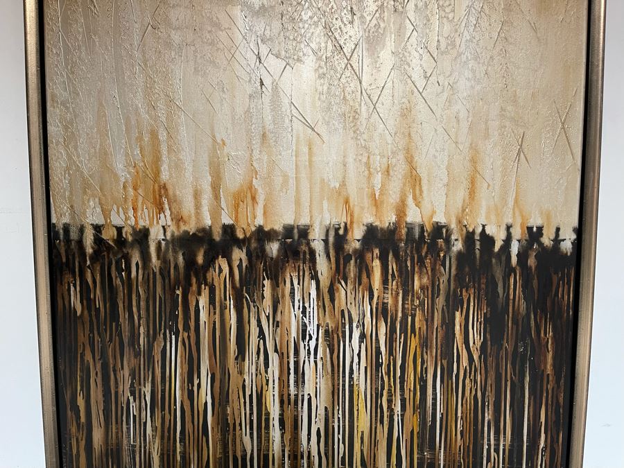 Large Abstract John-Richard Black And Gold Canvas Print Titled “The Great Divide” 40 X 68 [Photo 3]