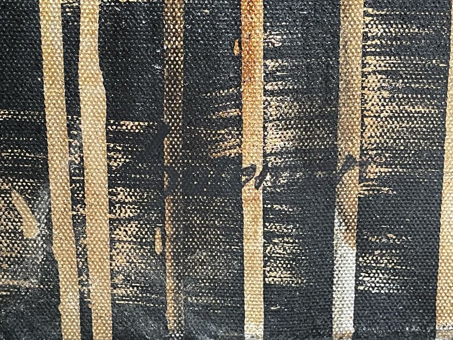 Large Abstract John-Richard Black And Gold Canvas Print Titled “The Great Divide” 40 X 68 [Photo 5]