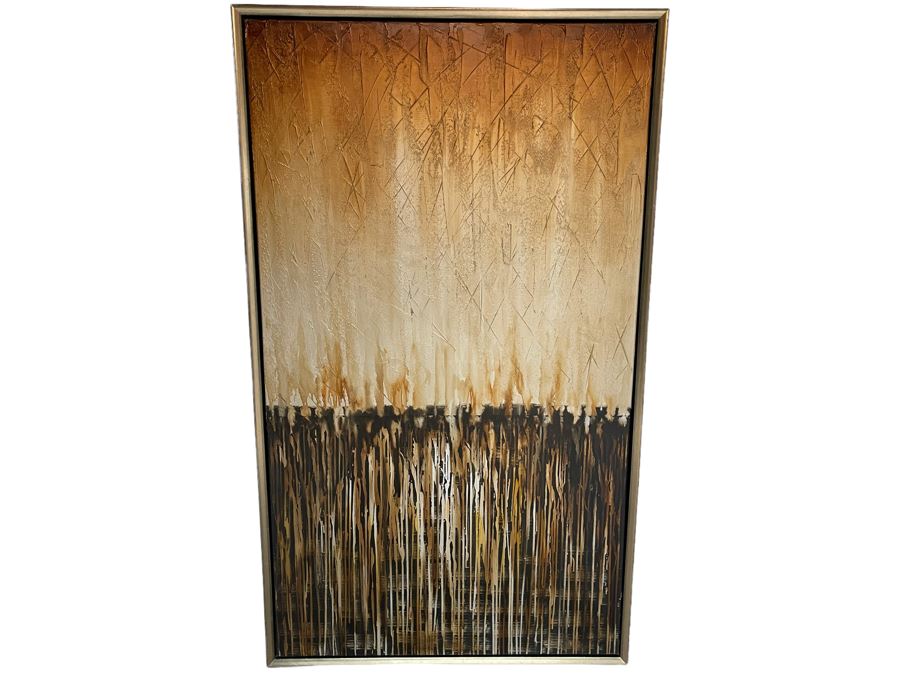 Large Abstract John-Richard Black And Gold Canvas Print Titled “The Great Divide” 40 X 68 [Photo 1]