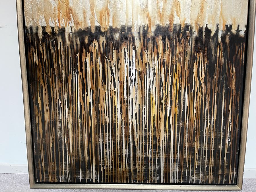 Large Abstract John-Richard Black And Gold Canvas Print Titled “The Great Divide” 40 X 68 [Photo 2]