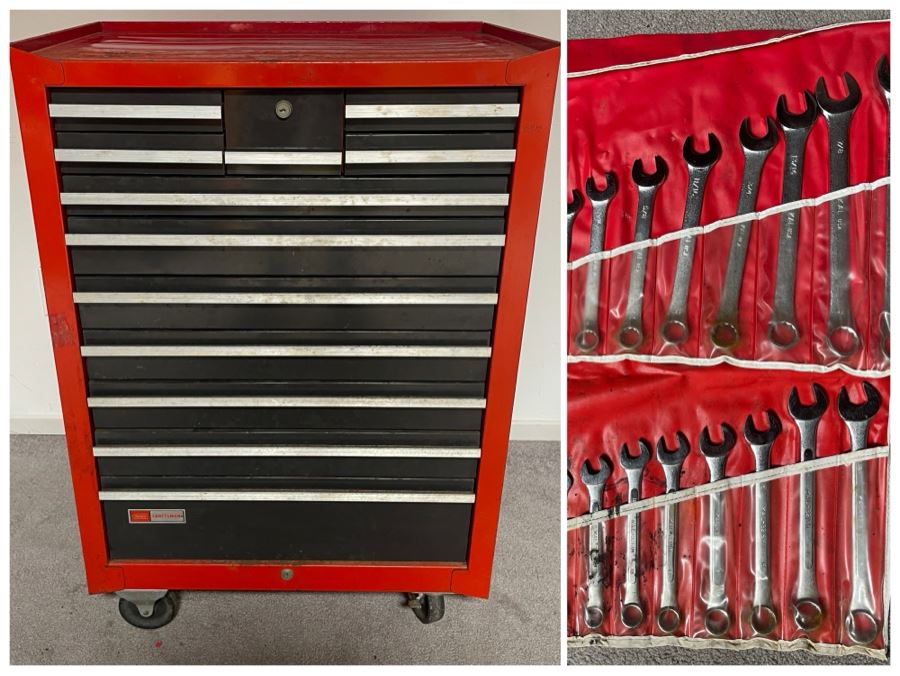 Vintage Sears Craftsman Rolling Toolbox With Various Tools - See Photos 27W X 18.5D X 39H [Photo 1]