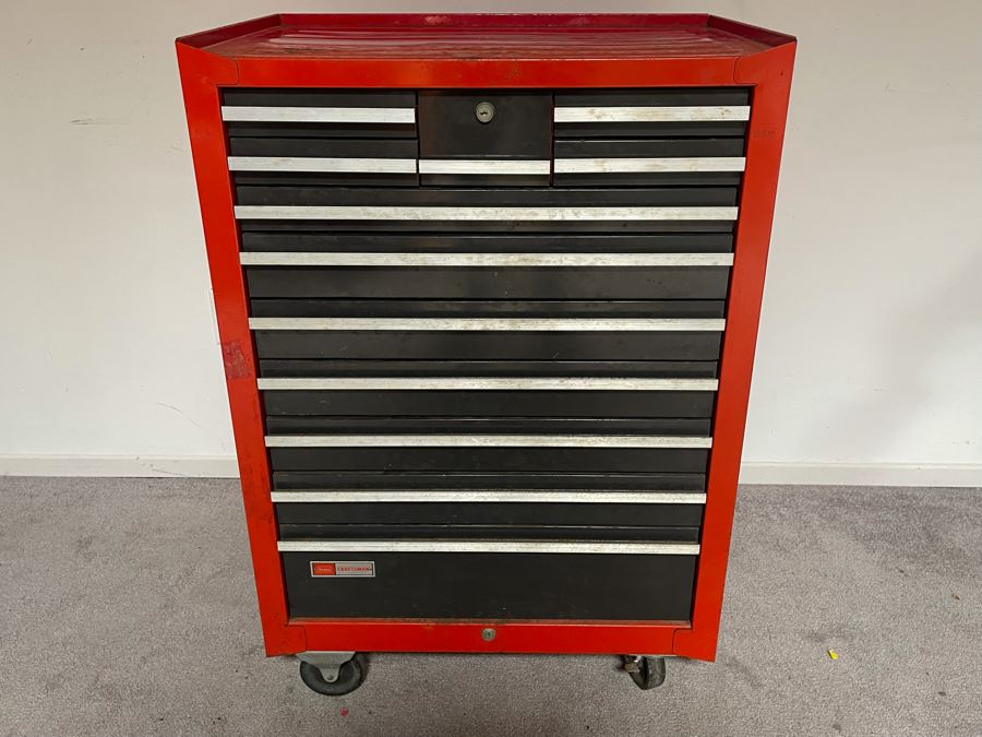 Vintage Sears Craftsman Rolling Toolbox With Various Tools See Photos
