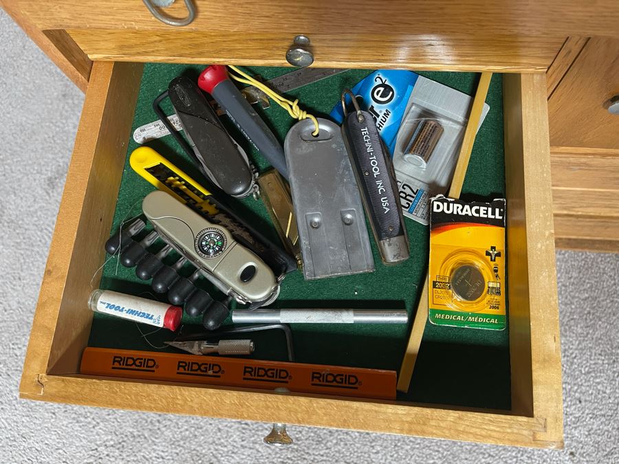 Wooden Machinist Toolbox With Some Tools (Missing Front Cover) 26W X 11D X 19H [Photo 8]