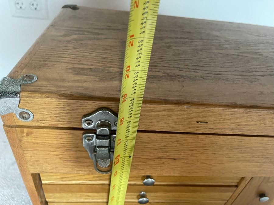 Wooden Machinist Toolbox With Some Tools (Missing Front Cover) 26W X 11D X 19H [Photo 16]