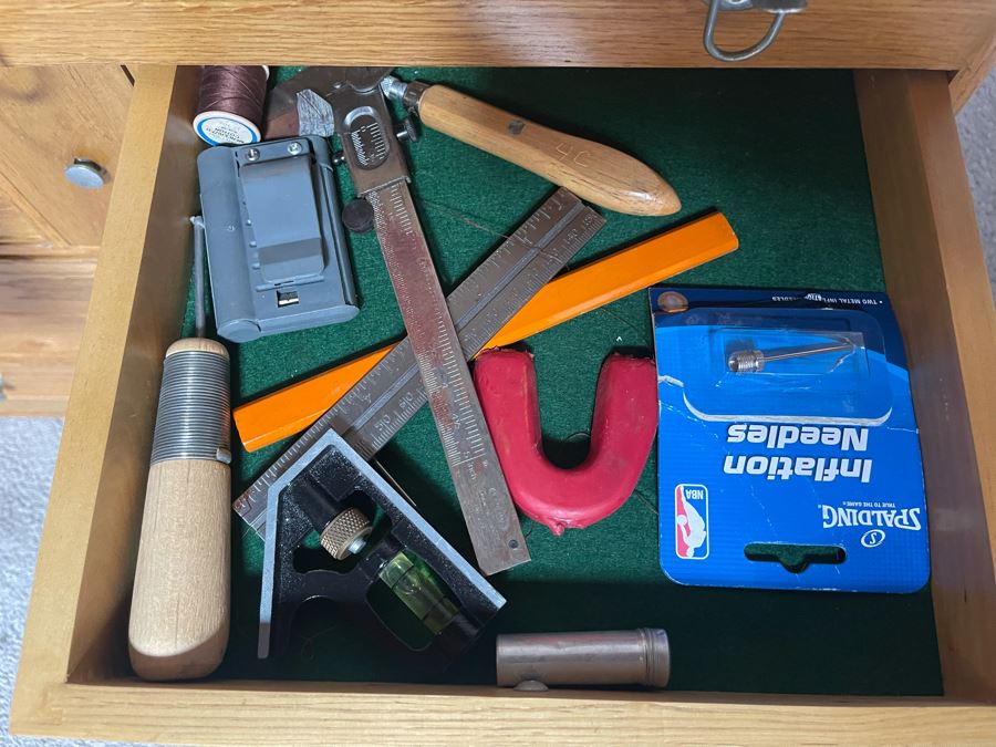 Wooden Machinist Toolbox With Some Tools (Missing Front Cover) 26W X 11D X 19H [Photo 7]