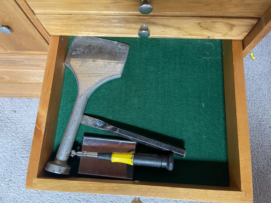 Wooden Machinist Toolbox With Some Tools (Missing Front Cover) 26W X 11D X 19H [Photo 10]