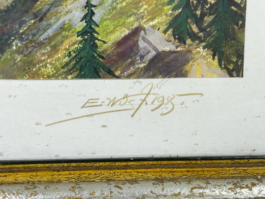 Original 1955 Eugen A Wust Framed Signed Mixed Media European Artwork Augsburg 15 X 11 [Photo 6]