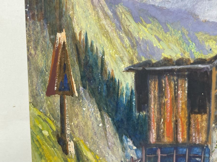 Original 1955 Eugen A Wust Framed Signed Mixed Media European Artwork Augsburg 15 X 11 [Photo 10]