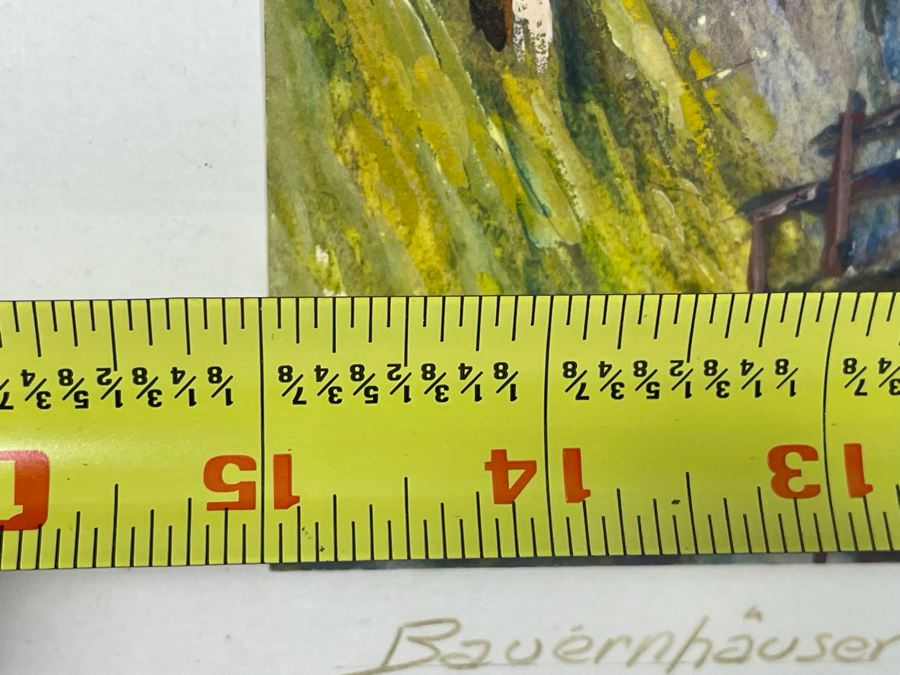 Original 1955 Eugen A Wust Framed Signed Mixed Media European Artwork Augsburg 15 X 11 [Photo 14]