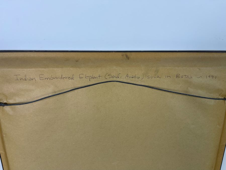 Framed Indian Beaded Embroidered Elephant Tapestry Wall Artwork 23 X 23 [Photo 12]