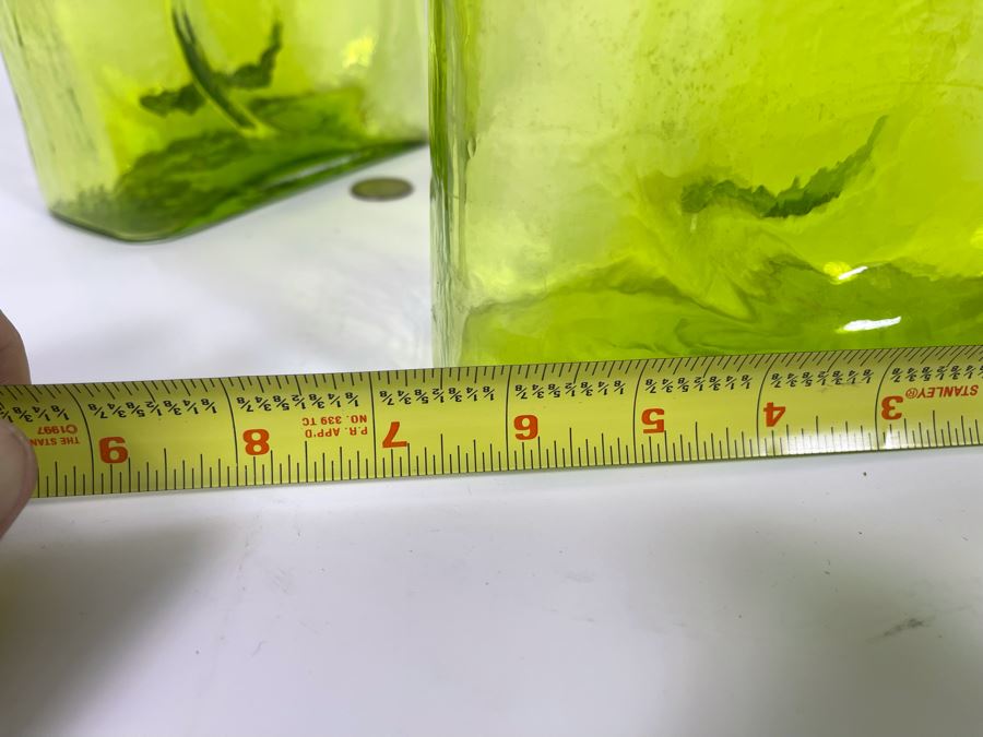 Pair Of Green Blenko Glass Bottles 6.5W X 8H [Photo 5]