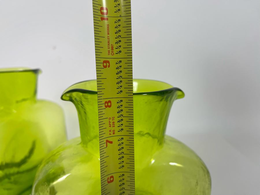 Pair Of Green Blenko Glass Bottles 6.5W X 8H [Photo 6]
