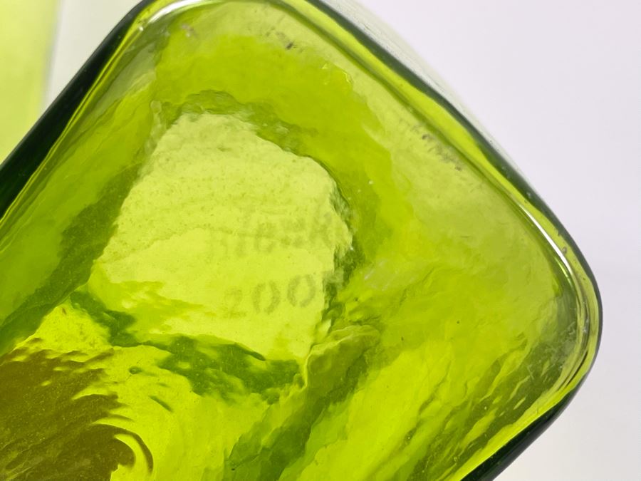 Pair Of Green Blenko Glass Bottles 6.5W X 8H [Photo 4]