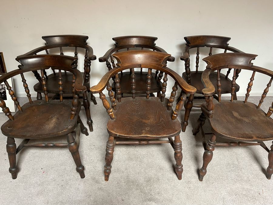 Seven Vintage Wooden Captain’s Chairs [Photo 6]