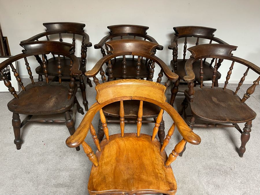 Seven Vintage Wooden Captain’s Chairs [Photo 3]