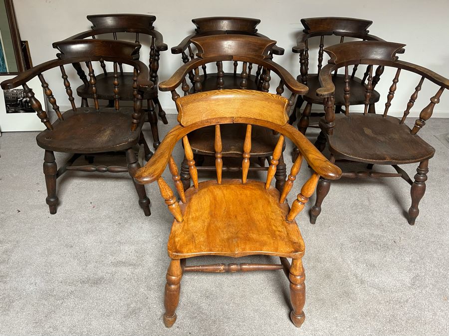 Seven Vintage Wooden Captain’s Chairs [Photo 2]