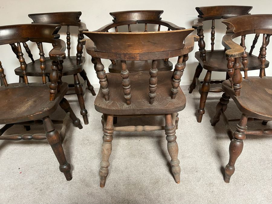 Seven Vintage Wooden Captain’s Chairs [Photo 10]