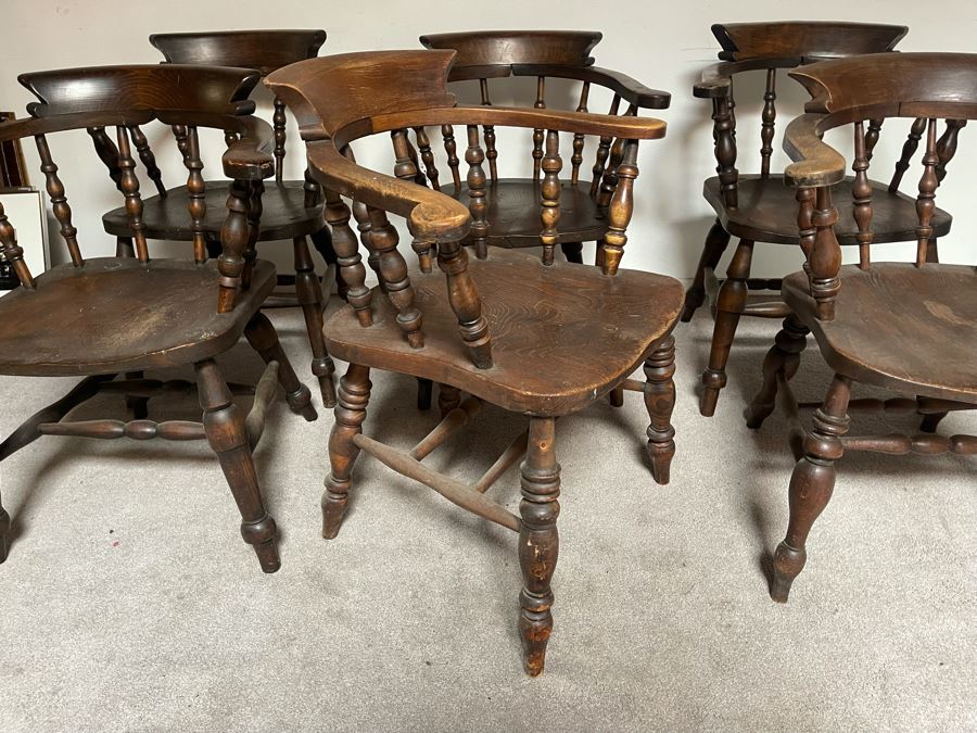 Seven Vintage Wooden Captain’s Chairs [Photo 8]