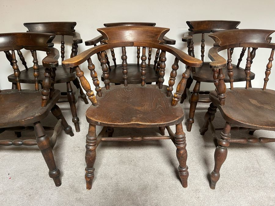 Seven Vintage Wooden Captain’s Chairs [Photo 7]