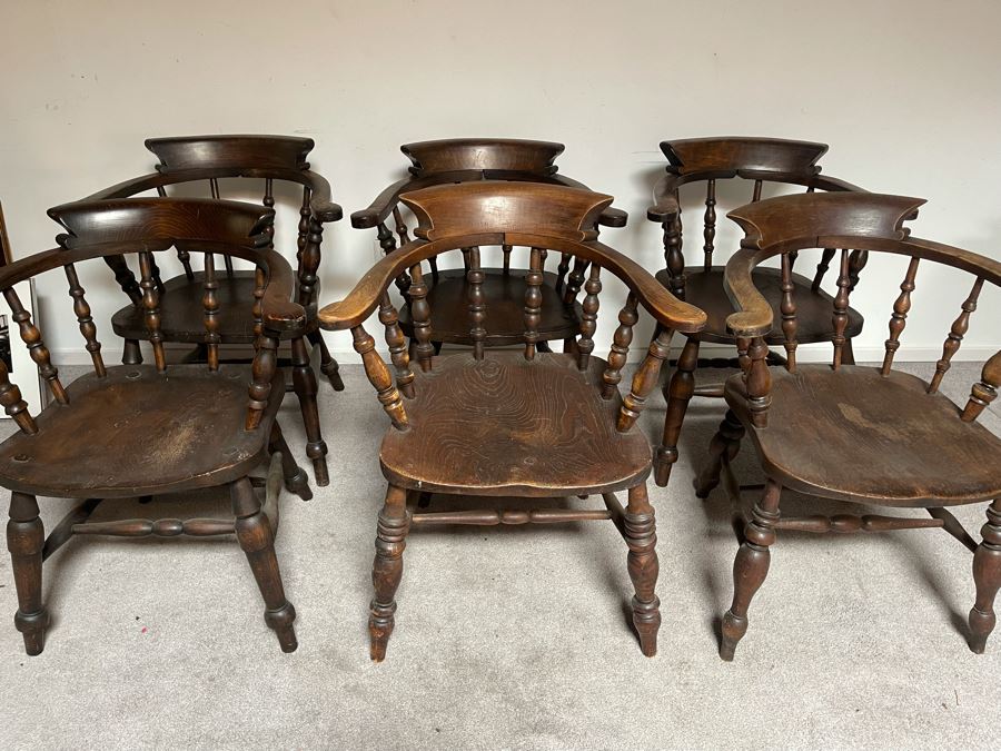Seven Vintage Wooden Captain’s Chairs [Photo 5]
