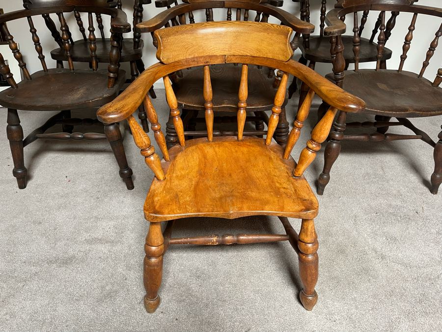 Seven Vintage Wooden Captain’s Chairs [Photo 4]