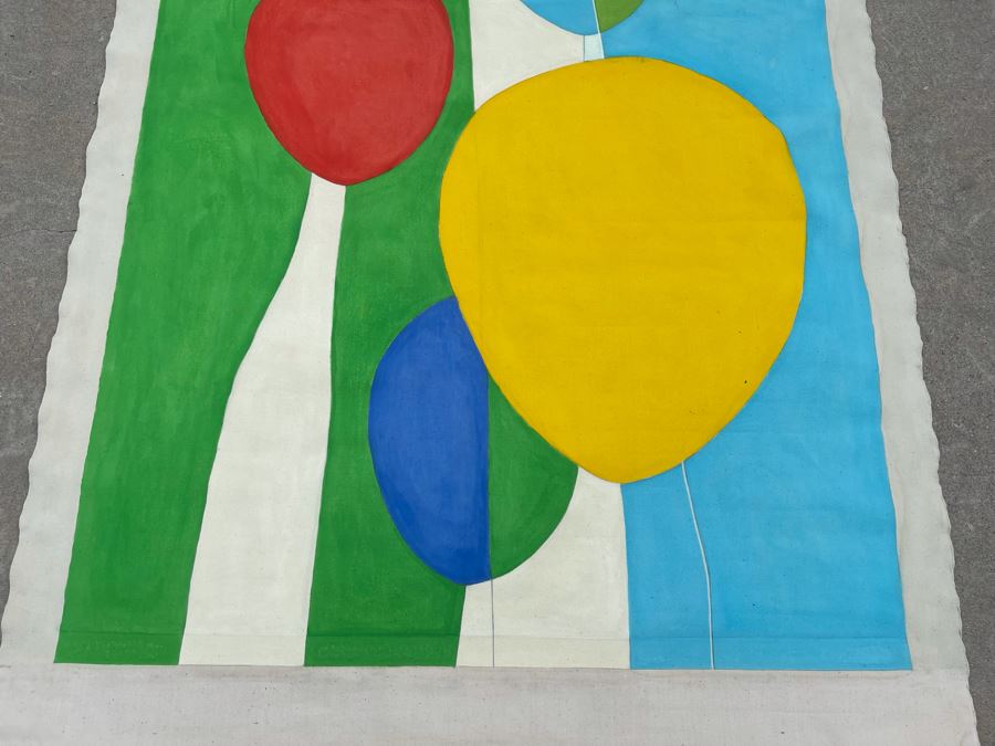Original Large Jean Klafs Canvas Painting Of Balloons Unsigned 40W X 7’3”L [Photo 5]