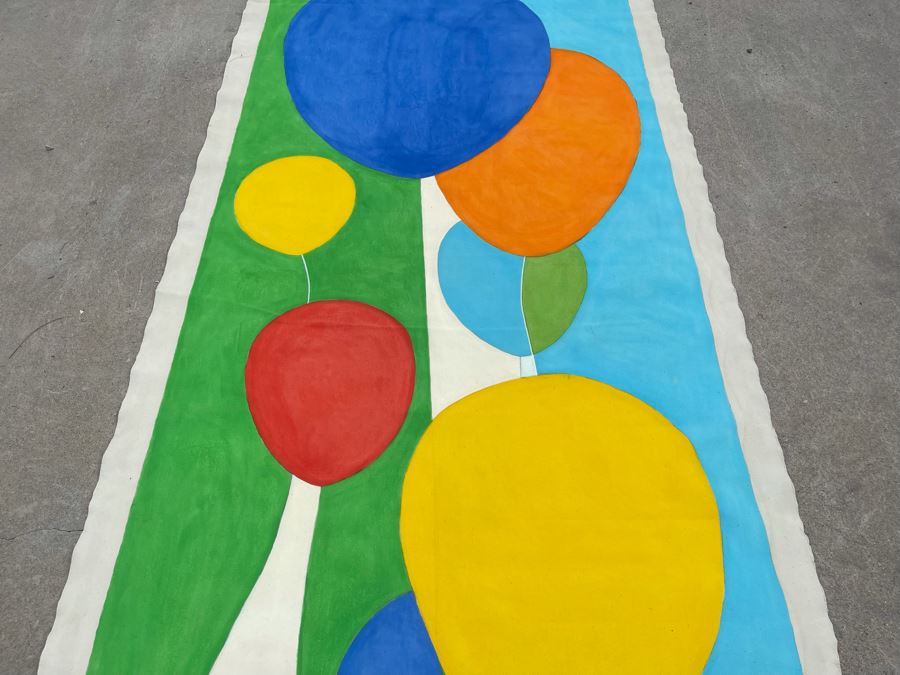Original Large Jean Klafs Canvas Painting Of Balloons Unsigned 40W X 7’3”L [Photo 6]