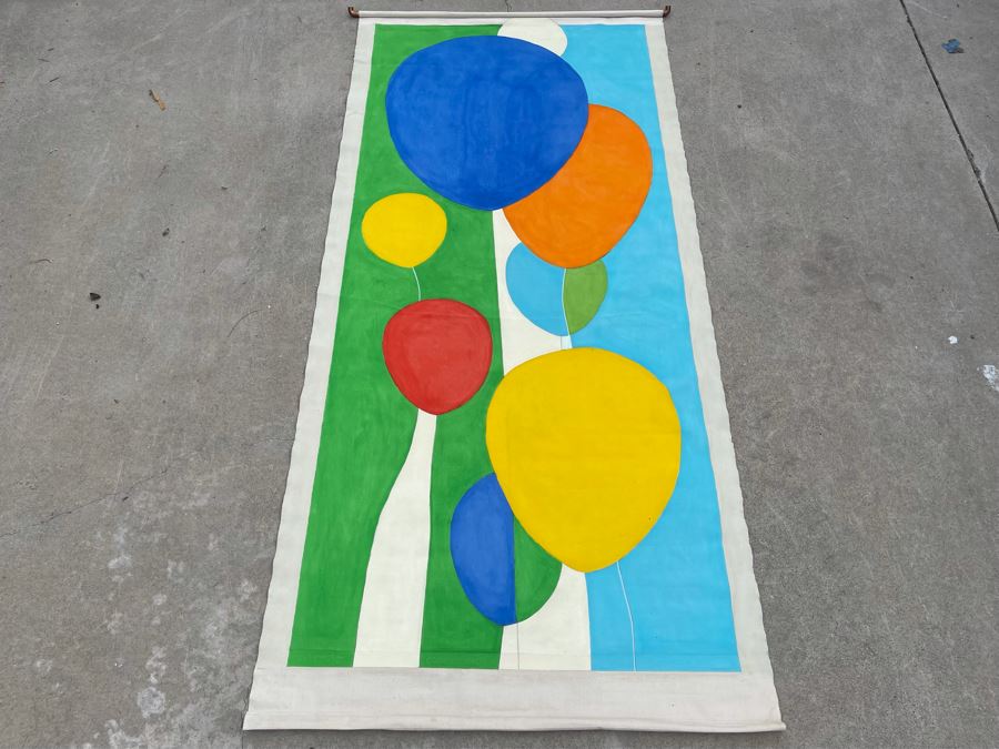 Original Large Jean Klafs Canvas Painting Of Balloons Unsigned 40W X 7’3”L [Photo 3]